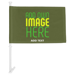 MODERN EDITABLE ARMY GREEN IMAGE TEXT TEMPLATE CAR FLAG