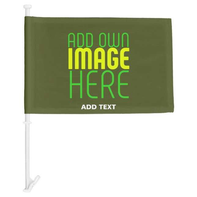MODERN EDITABLE ARMY GREEN IMAGE TEXT TEMPLATE CAR FLAG (Front)