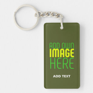 MODERN EDITABLE ARMY GREEN IMAGE TEXT TEMPLATE KEYCHAIN