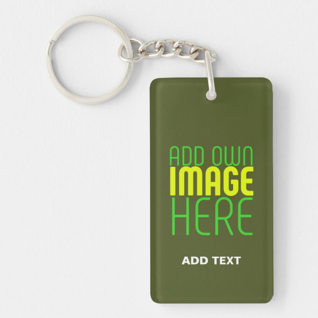 MODERN EDITABLE ARMY GREEN IMAGE TEXT TEMPLATE KEYCHAIN (Front)