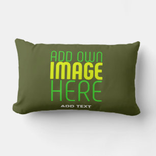 MODERN EDITABLE ARMY GREEN IMAGE TEXT TEMPLATE LUMBAR PILLOW
