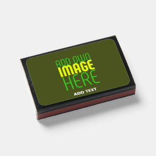 MODERN EDITABLE ARMY GREEN IMAGE TEXT TEMPLATE MATCHBOXES