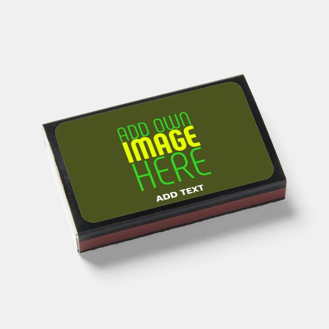 MODERN EDITABLE ARMY GREEN IMAGE TEXT TEMPLATE MATCHBOXES (Front Closed)