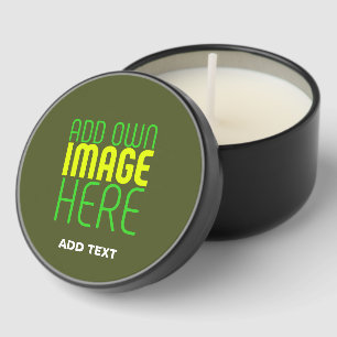 MODERN EDITABLE ARMY GREEN IMAGE TEXT TEMPLATE MINI CANDLE FAVORS