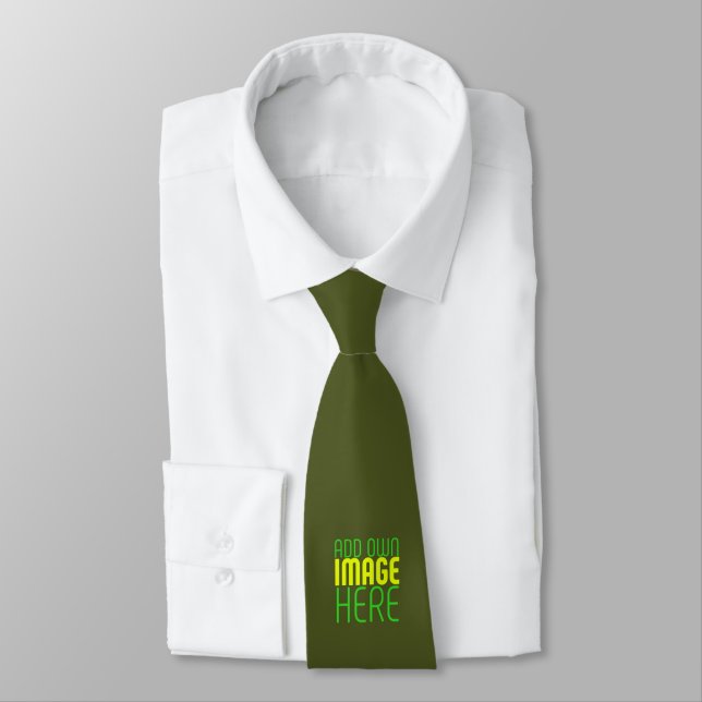 MODERN EDITABLE ARMY GREEN IMAGE TEXT TEMPLATE NECK TIE (Tied)
