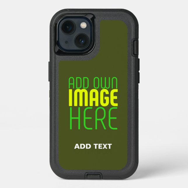 MODERN EDITABLE ARMY GREEN IMAGE TEXT TEMPLATE OTTERBOX iPhone CASE (Back)