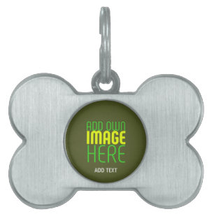 MODERN EDITABLE ARMY GREEN IMAGE TEXT TEMPLATE PET ID TAG