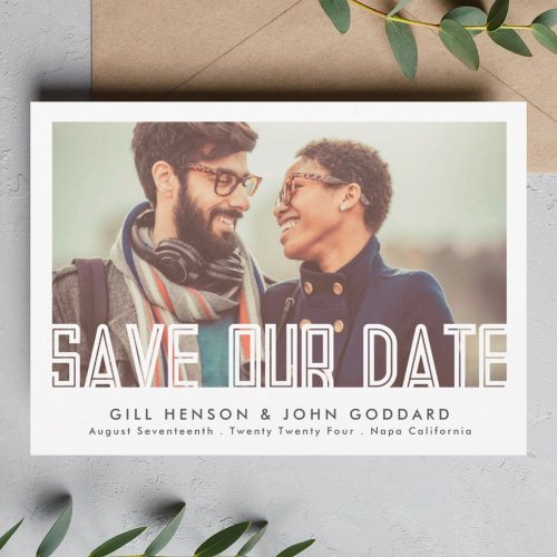 Modern Editable Bold Text Photo Save The Date