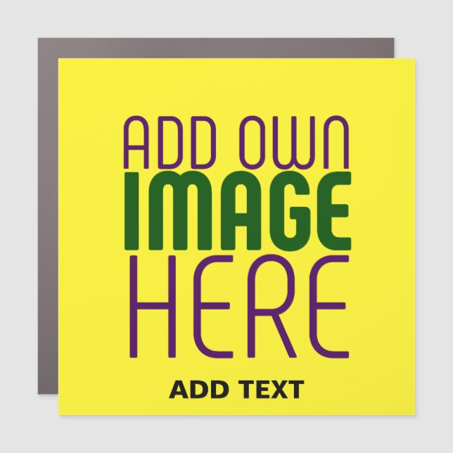 MODERN EDITABLE BRIGHT YELLOW IMAGE TEXT TEMPLATE CAR MAGNET (Front)