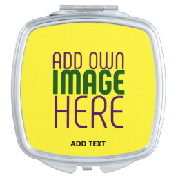 MODERN EDITABLE BRIGHT YELLOW IMAGE TEXT TEMPLATE COMPACT MIRROR