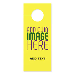 MODERN EDITABLE BRIGHT YELLOW IMAGE TEXT TEMPLATE DOOR HANGER