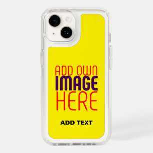 MODERN EDITABLE BRIGHT YELLOW IMAGE TEXT TEMPLATE SPECK iPhone 14 CASE