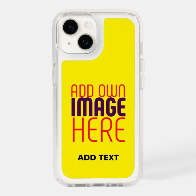 MODERN EDITABLE BRIGHT YELLOW IMAGE TEXT TEMPLATE SPECK iPhone CASE (Front)