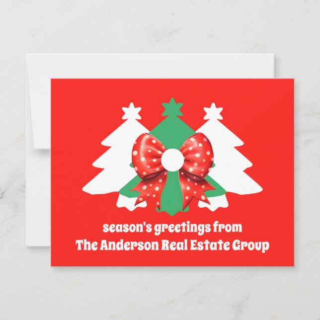 Modern Editable Business Christmas Trees Holiday Card (Front)