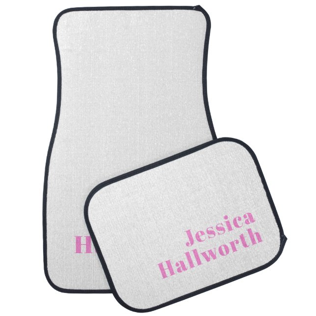 Modern Editable Business Name or First & Last Name Car Floor Mat (Set)