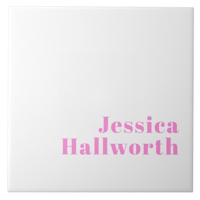 Modern Editable Business Name or First & Last Name Ceramic Tile (Front)