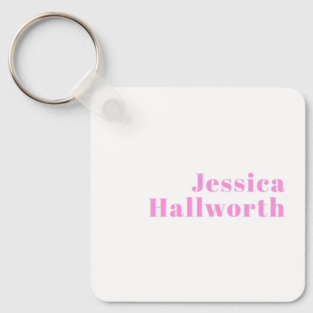 Modern Editable Business Name or First & Last Name Keychain (Front)