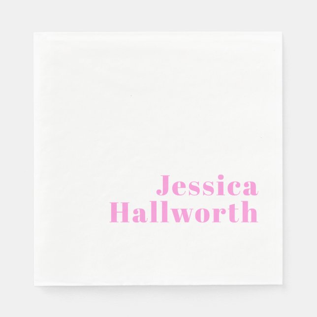 Modern Editable Business Name or First & Last Name Napkins (Front)