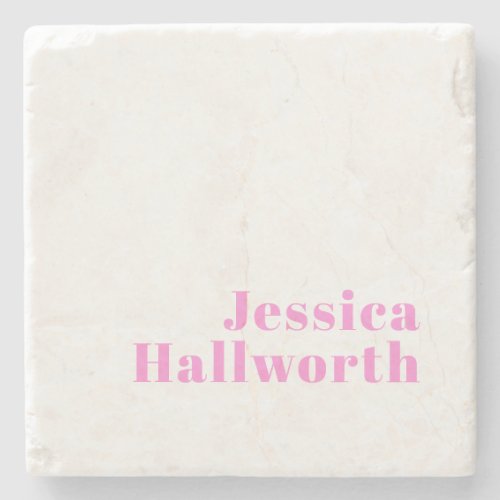 Modern Editable Business Name or First  Last Name Stone Coaster