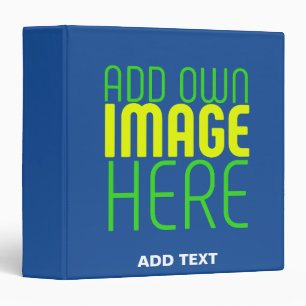 MODERN EDITABLE COBALT BLUE IMAGE TEXT TEMPLATE 3 RING BINDER