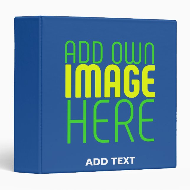 MODERN EDITABLE COBALT BLUE IMAGE TEXT TEMPLATE 3 RING BINDER (Front/Spine)