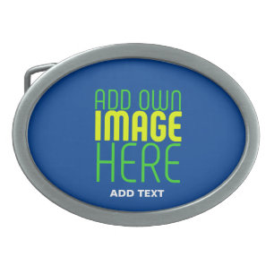 MODERN EDITABLE COBALT BLUE IMAGE TEXT TEMPLATE BELT BUCKLE
