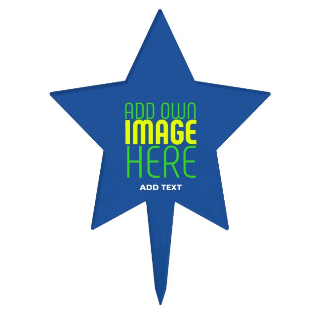 MODERN EDITABLE COBALT BLUE IMAGE TEXT TEMPLATE CAKE TOPPER (Front)
