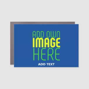 MODERN EDITABLE COBALT BLUE IMAGE TEXT TEMPLATE CAR MAGNET