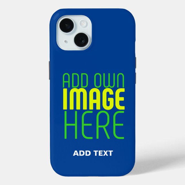 MODERN EDITABLE COBALT BLUE IMAGE TEXT TEMPLATE Case-Mate iPhone CASE (Back)