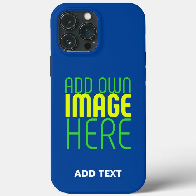 MODERN EDITABLE COBALT BLUE IMAGE TEXT TEMPLATE Case-Mate iPhone CASE (Back)