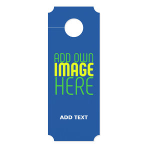 MODERN EDITABLE COBALT BLUE IMAGE TEXT TEMPLATE DOOR HANGER