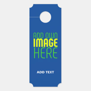 MODERN EDITABLE COBALT BLUE IMAGE TEXT TEMPLATE DOOR HANGER