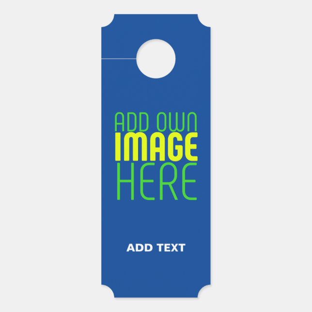 MODERN EDITABLE COBALT BLUE IMAGE TEXT TEMPLATE DOOR HANGER (Front)