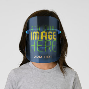 MODERN EDITABLE COBALT BLUE IMAGE TEXT TEMPLATE KIDS' FACE SHIELD