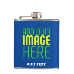 MODERN EDITABLE COBALT BLUE IMAGE TEXT TEMPLATE FLASK