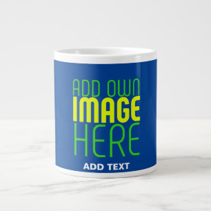 MODERN EDITABLE COBALT BLUE IMAGE TEXT TEMPLATE GIANT COFFEE MUG
