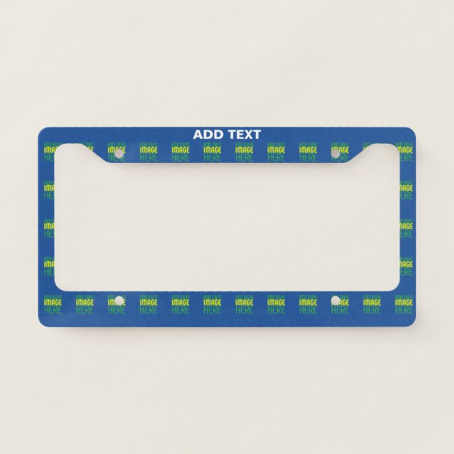 MODERN EDITABLE COBALT BLUE IMAGE TEXT TEMPLATE LICENSE PLATE FRAME (Front)