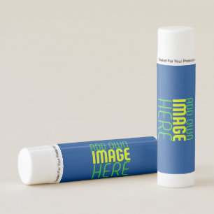 MODERN EDITABLE COBALT BLUE IMAGE TEXT TEMPLATE LIP BALM