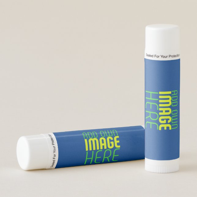 MODERN EDITABLE COBALT BLUE IMAGE TEXT TEMPLATE LIP BALM (Front)