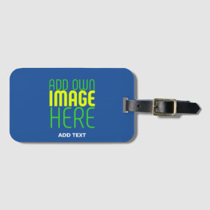 MODERN EDITABLE COBALT BLUE IMAGE TEXT TEMPLATE LUGGAGE TAG