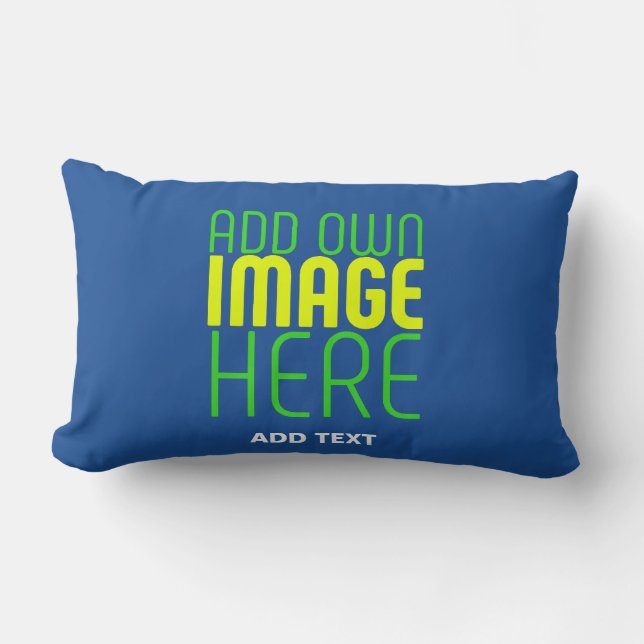 MODERN EDITABLE COBALT BLUE IMAGE TEXT TEMPLATE LUMBAR PILLOW (Front)