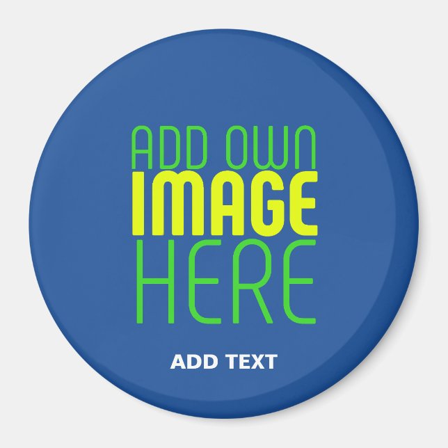 MODERN EDITABLE COBALT BLUE IMAGE TEXT TEMPLATE MAGNET (Front)