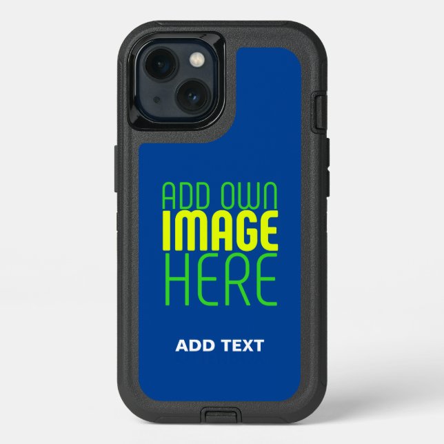 MODERN EDITABLE COBALT BLUE IMAGE TEXT TEMPLATE OTTERBOX iPhone CASE (Back)
