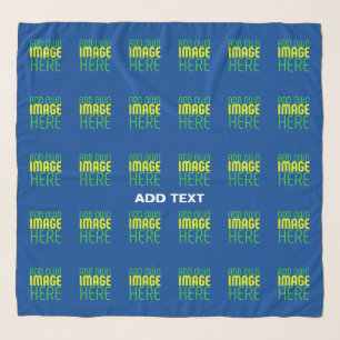MODERN EDITABLE COBALT BLUE IMAGE TEXT TEMPLATE SCARF