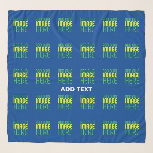 MODERN EDITABLE COBALT BLUE IMAGE TEXT TEMPLATE SCARF (Front)