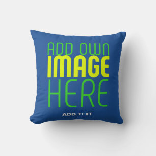 MODERN EDITABLE COBALT BLUE IMAGE TEXT TEMPLATE THROW PILLOW