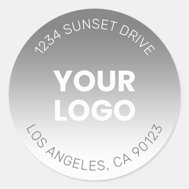 Modern Editable Color Gradient & Your Logo Classic Round Sticker (Front)