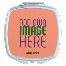 MODERN EDITABLE CORAL ORANGE IMAGE TEXT TEMPLATE COMPACT MIRROR