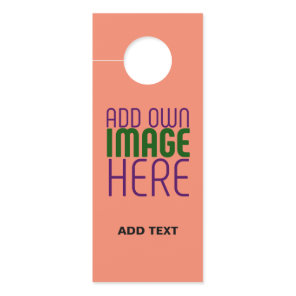 MODERN EDITABLE CORAL ORANGE IMAGE TEXT TEMPLATE DOOR HANGER