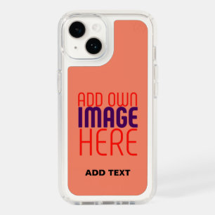 MODERN EDITABLE CORAL ORANGE IMAGE TEXT TEMPLATE SPECK iPhone 14 CASE